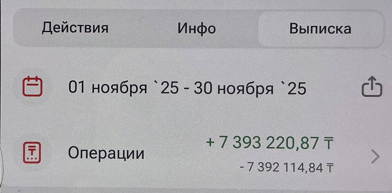 Банк көшірмесі – Қараша 2025